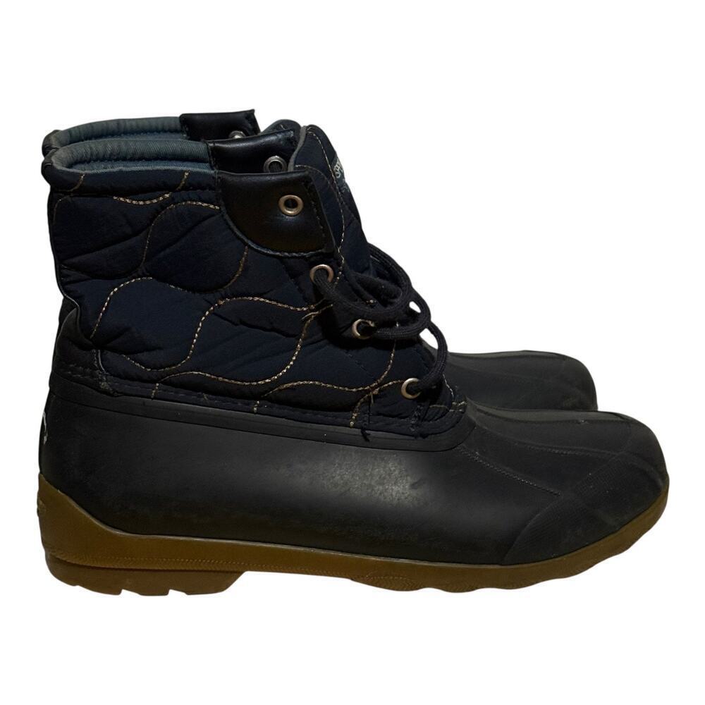 Sperry Saltwater Duck Boots Quilted Rain Navy Rubber Boots Women's Size 6M